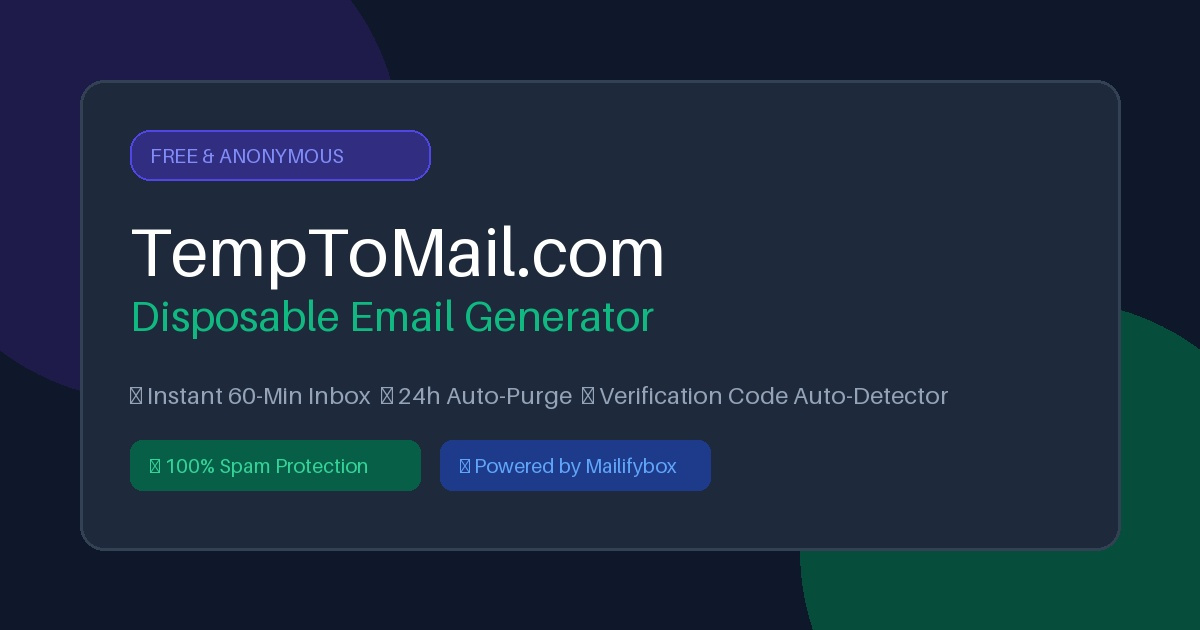 TempToMail Free Disposable Temporary Email Generator - Protect Your Privacy